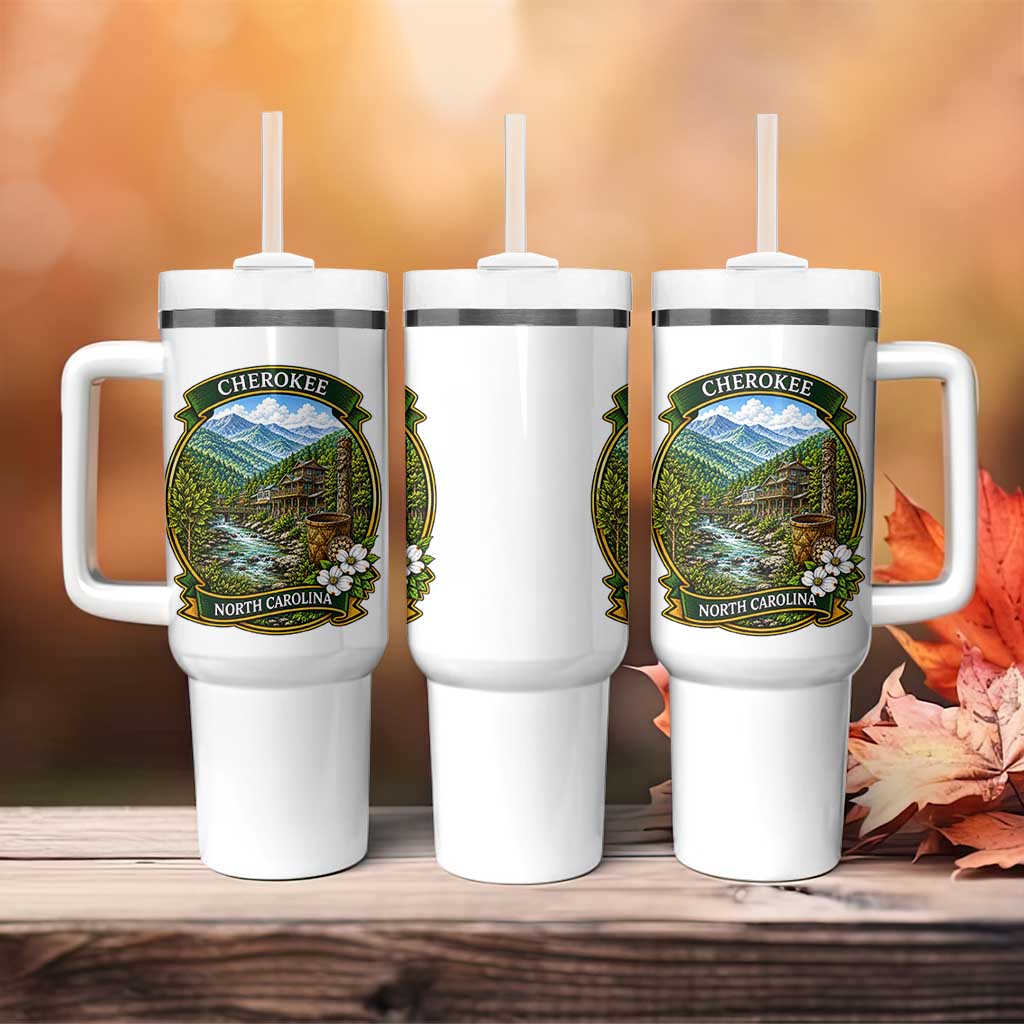 Vintage Great Smoky Mountains Tumbler With Handle Cherokee North Carolina Landscape