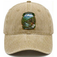 Vintage Great Smoky Mountains Washed Cotton Baseball Cap Cherokee North Carolina Landscape