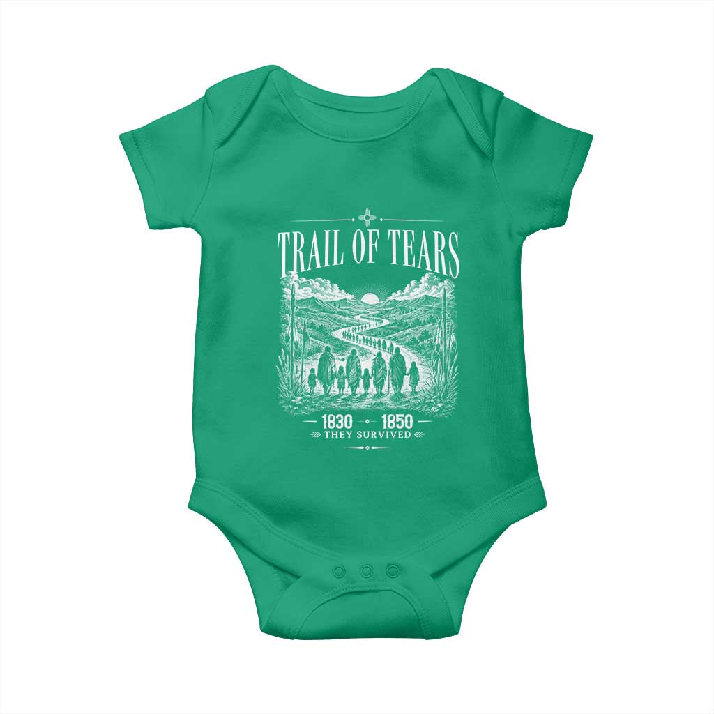 Cherokee History Native American Vintage Gift Baby Onesie They Survived Trail Of Tears