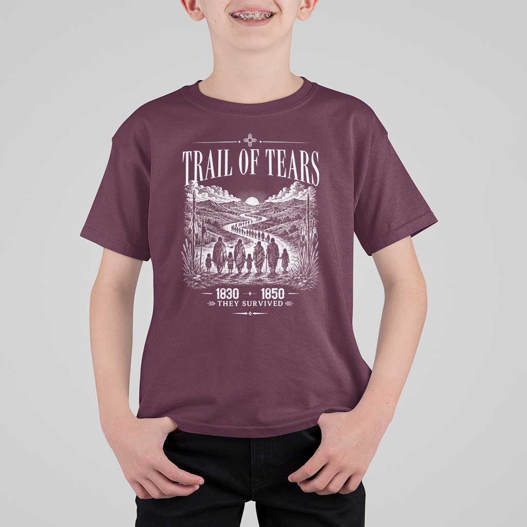 Cherokee History Native American Vintage Gift T Shirt For Kid They Survived Trail Of Tears