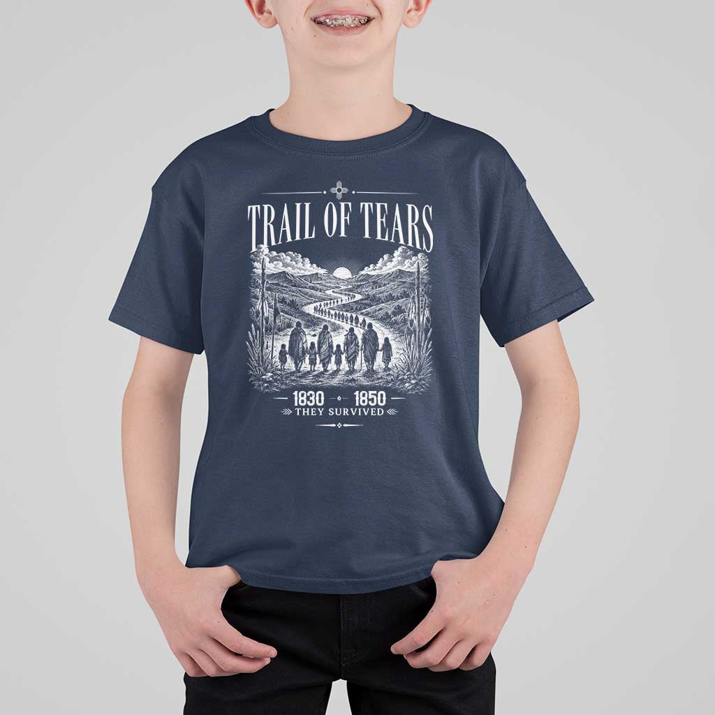 Cherokee History Native American Vintage Gift T Shirt For Kid They Survived Trail Of Tears