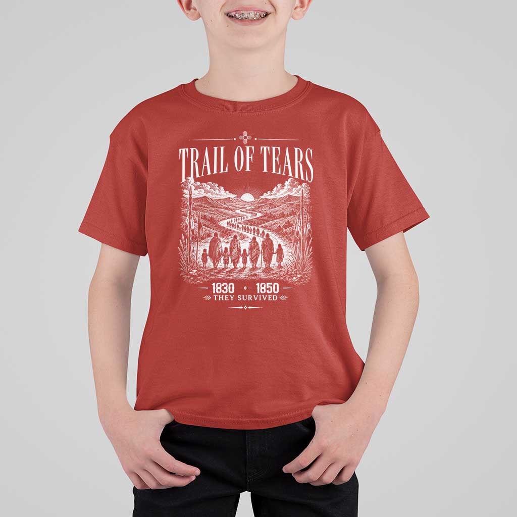 Cherokee History Native American Vintage Gift T Shirt For Kid They Survived Trail Of Tears