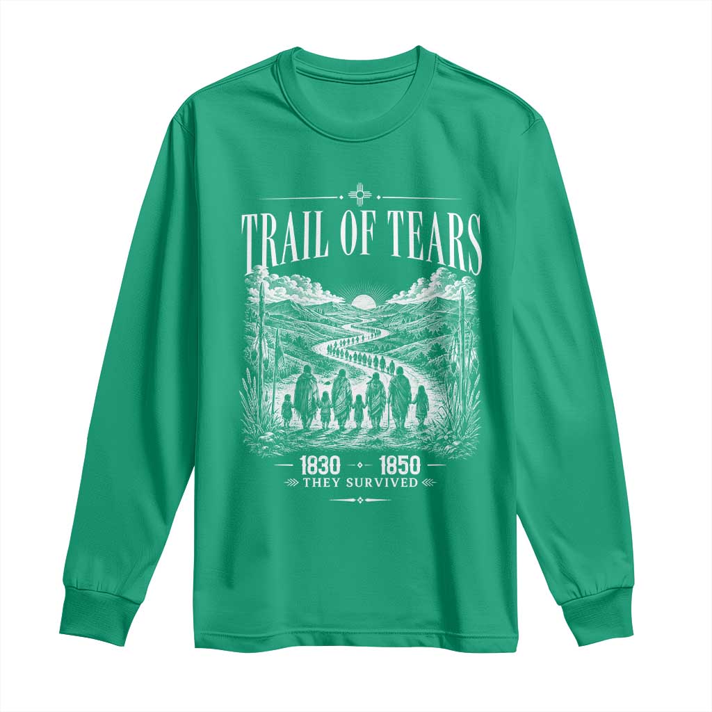 Cherokee History Native American Vintage Gift Long Sleeve Shirt They Survived Trail Of Tears