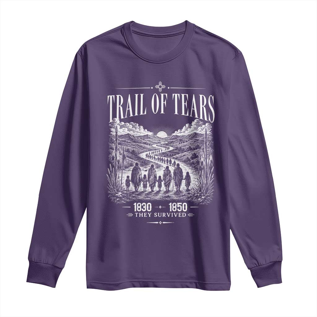 Cherokee History Native American Vintage Gift Long Sleeve Shirt They Survived Trail Of Tears