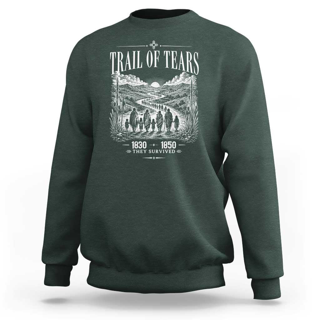 Cherokee History Native American Vintage Gift Sweatshirt They Survived Trail Of Tears