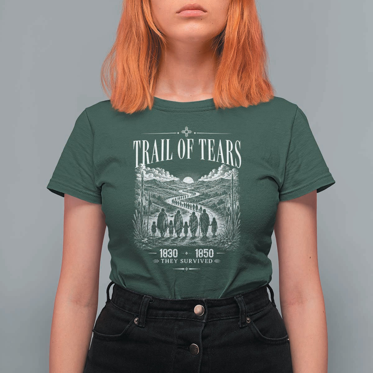 Cherokee History Native American Vintage Gift T Shirt For Women They Survived Trail Of Tears