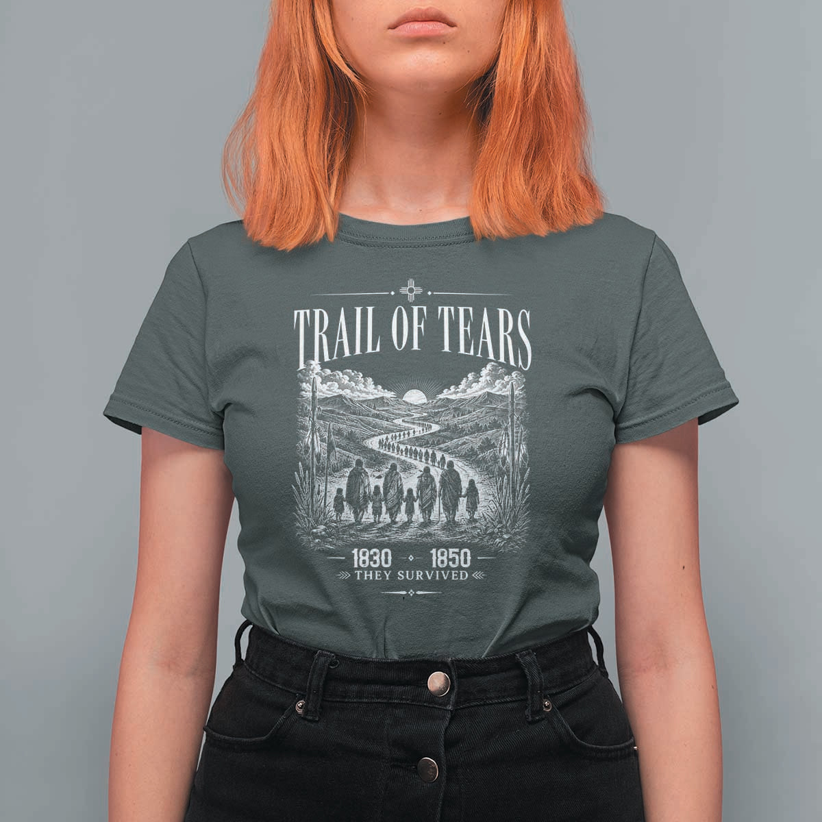Cherokee History Native American Vintage Gift T Shirt For Women They Survived Trail Of Tears