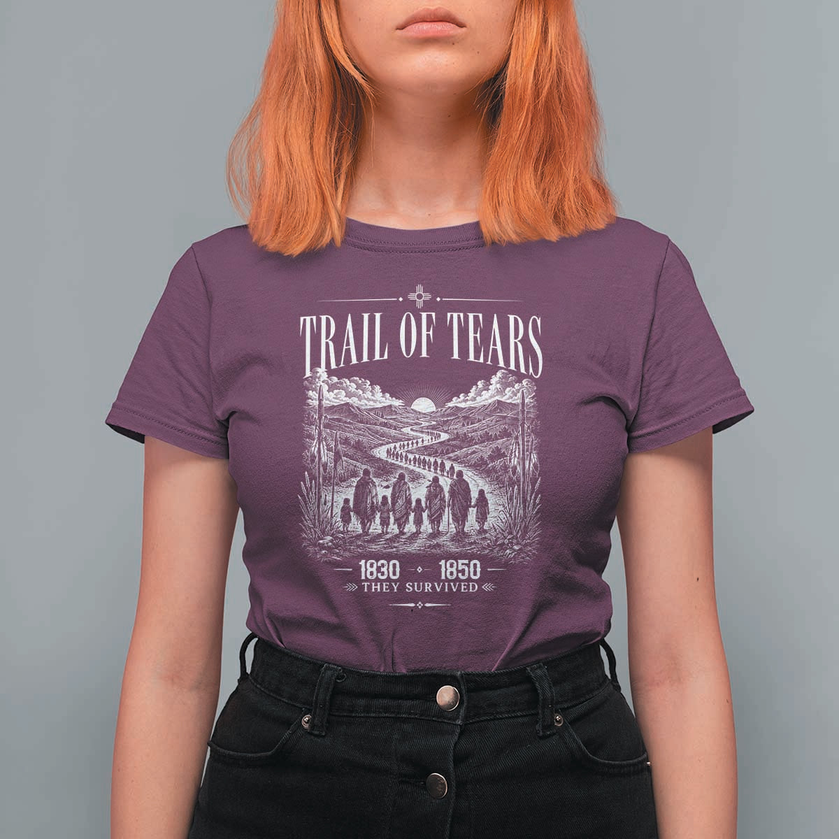 Cherokee History Native American Vintage Gift T Shirt For Women They Survived Trail Of Tears