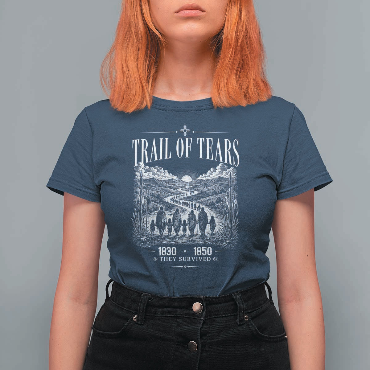 Cherokee History Native American Vintage Gift T Shirt For Women They Survived Trail Of Tears