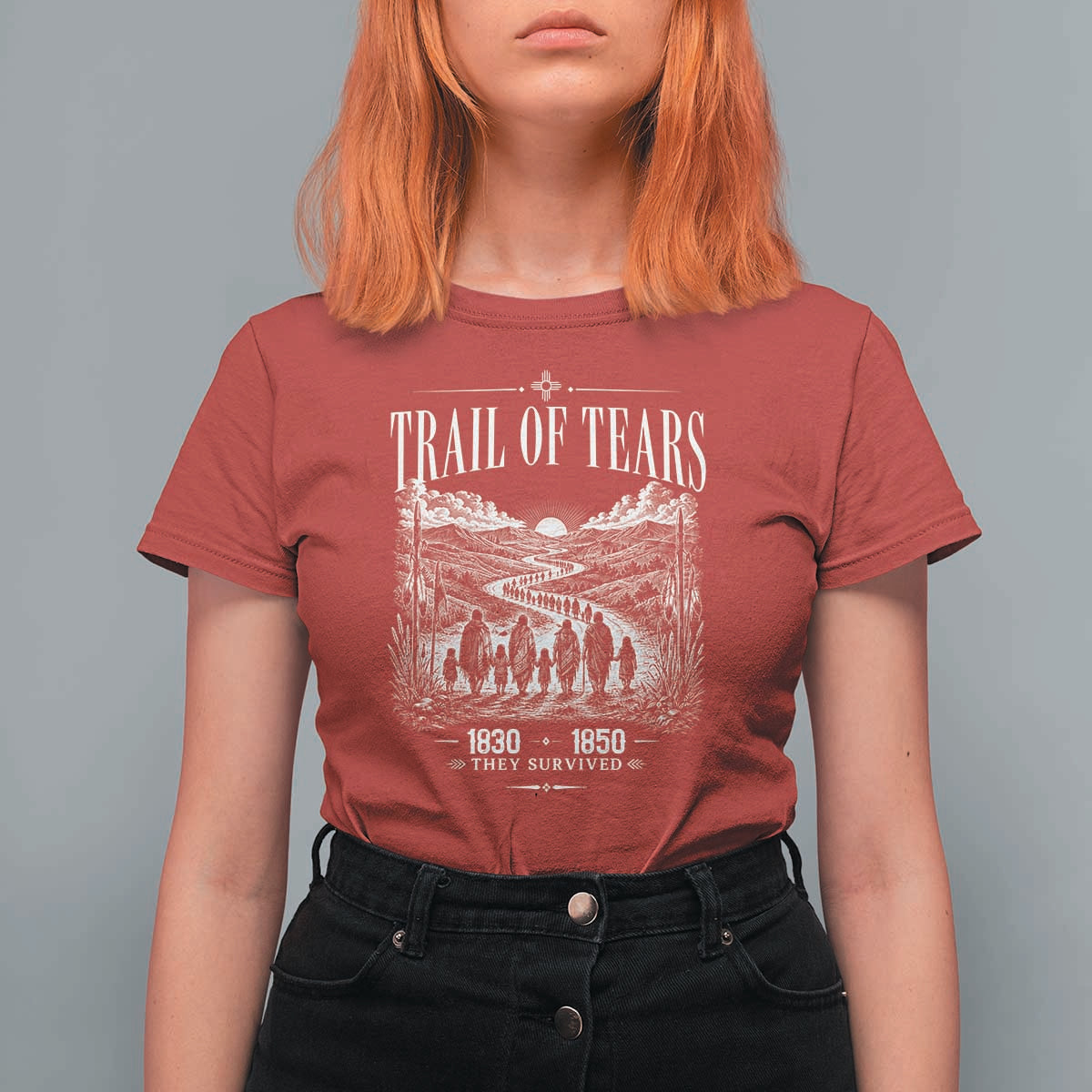 Cherokee History Native American Vintage Gift T Shirt For Women They Survived Trail Of Tears