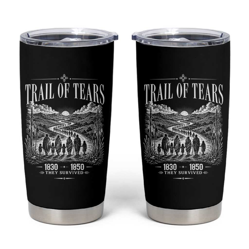 Cherokee History Native American Vintage Gift Tumbler Cup They Survived Trail Of Tears
