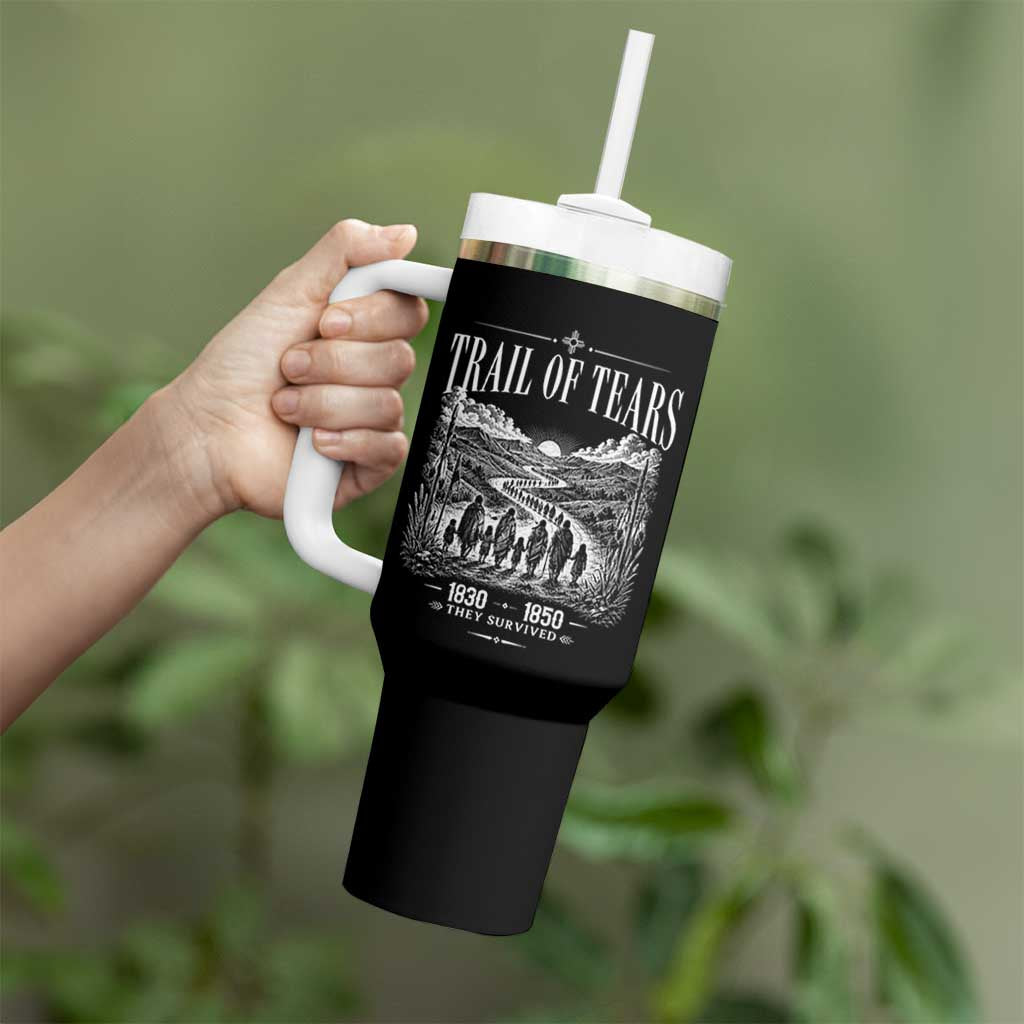 Cherokee History Native American Vintage Gift Tumbler With Handle They Survived Trail Of Tears