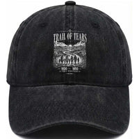 Cherokee History Native American Vintage Gift Washed Cotton Baseball Cap They Survived Trail Of Tears