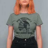 Never Underestimate A Woman With Cherokee Blood T Shirt For Women Native American Heritage Gift