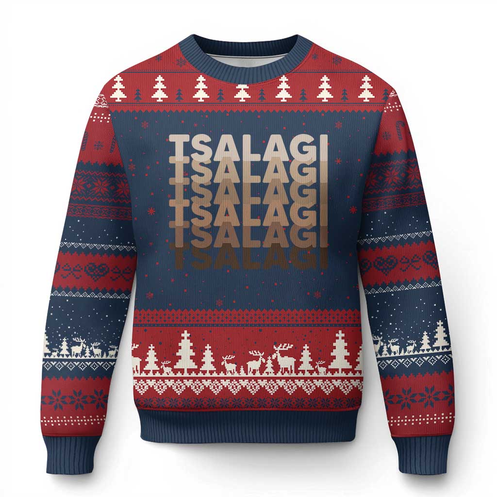 Cherokee Tsalagi Heritage Pride Stacked Typography Ugly Christmas Sweater
