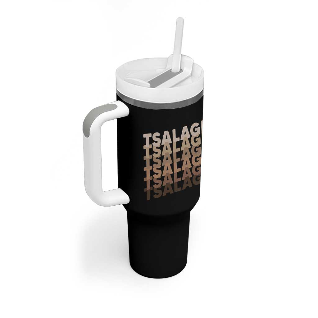 Cherokee Tsalagi Heritage Pride Stacked Typography Tumbler With Handle