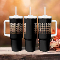 Cherokee Tsalagi Heritage Pride Stacked Typography Tumbler With Handle