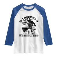 Never Underestimate An Old Man With Cherokee Blood Raglan Shirt Native American Heritage Gift