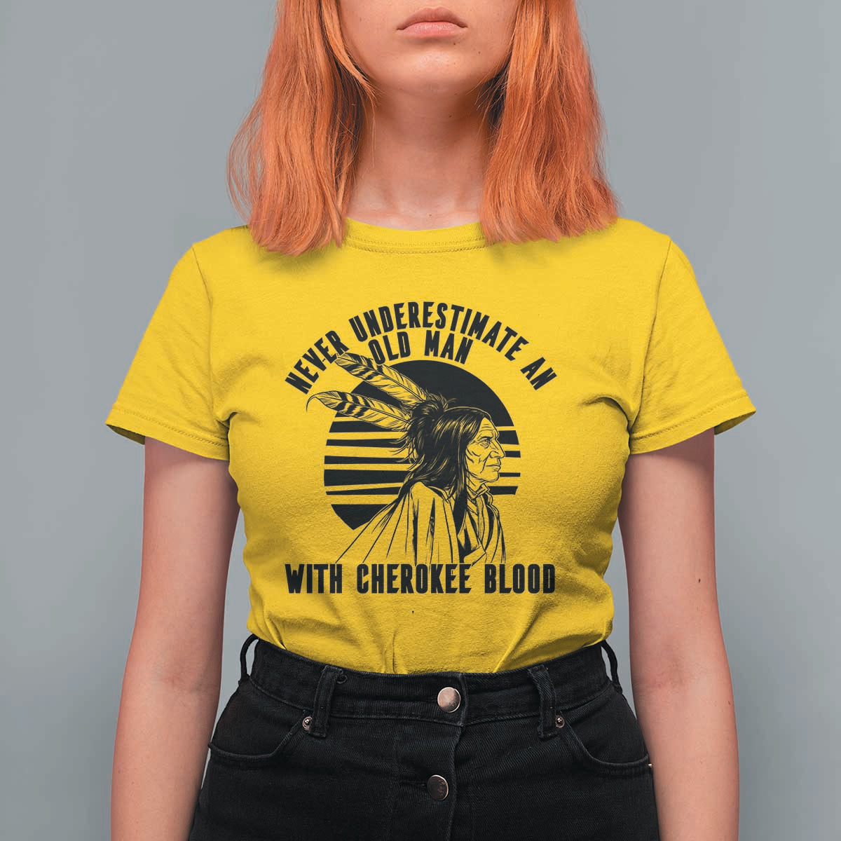 Never Underestimate An Old Man With Cherokee Blood T Shirt For Women Native American Heritage Gift