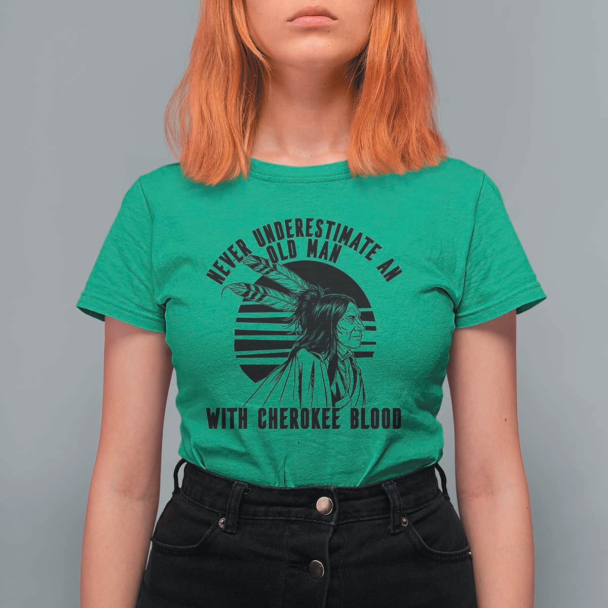 Never Underestimate An Old Man With Cherokee Blood T Shirt For Women Native American Heritage Gift