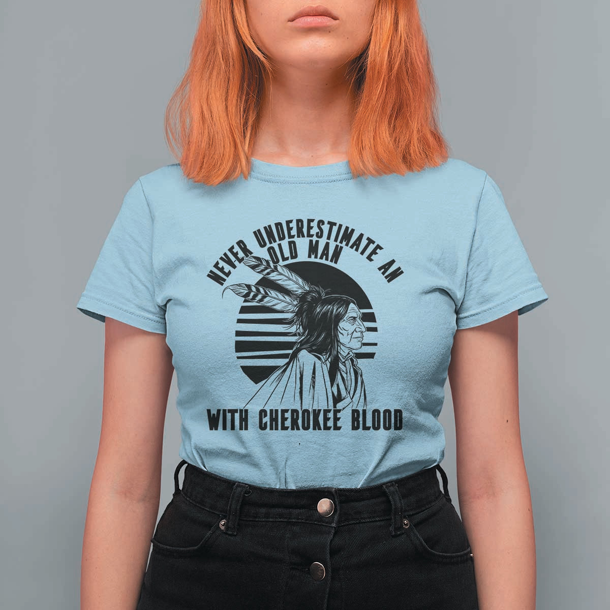 Never Underestimate An Old Man With Cherokee Blood T Shirt For Women Native American Heritage Gift