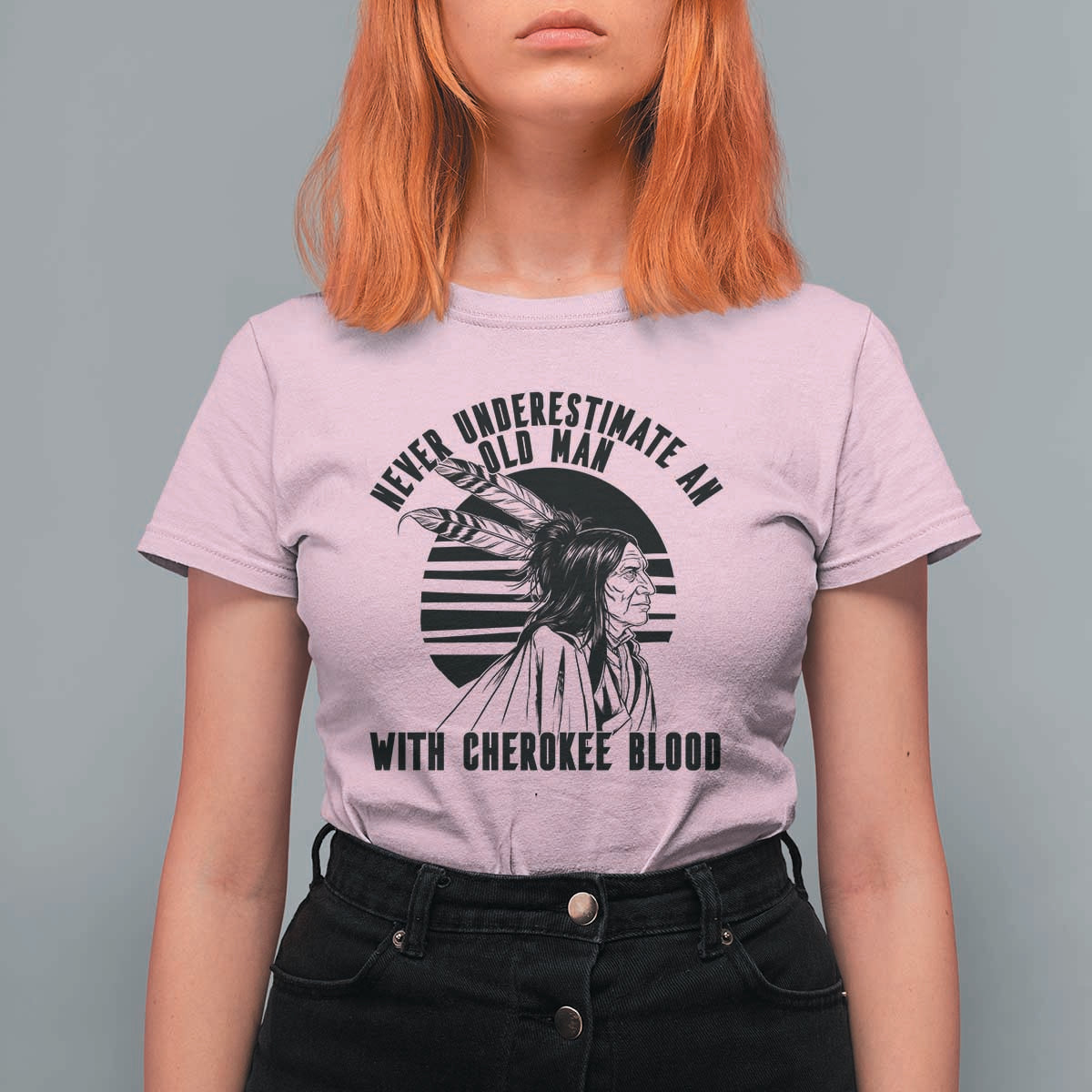 Never Underestimate An Old Man With Cherokee Blood T Shirt For Women Native American Heritage Gift