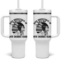 Never Underestimate An Old Man With Cherokee Blood Tumbler With Handle Native American Heritage Gift