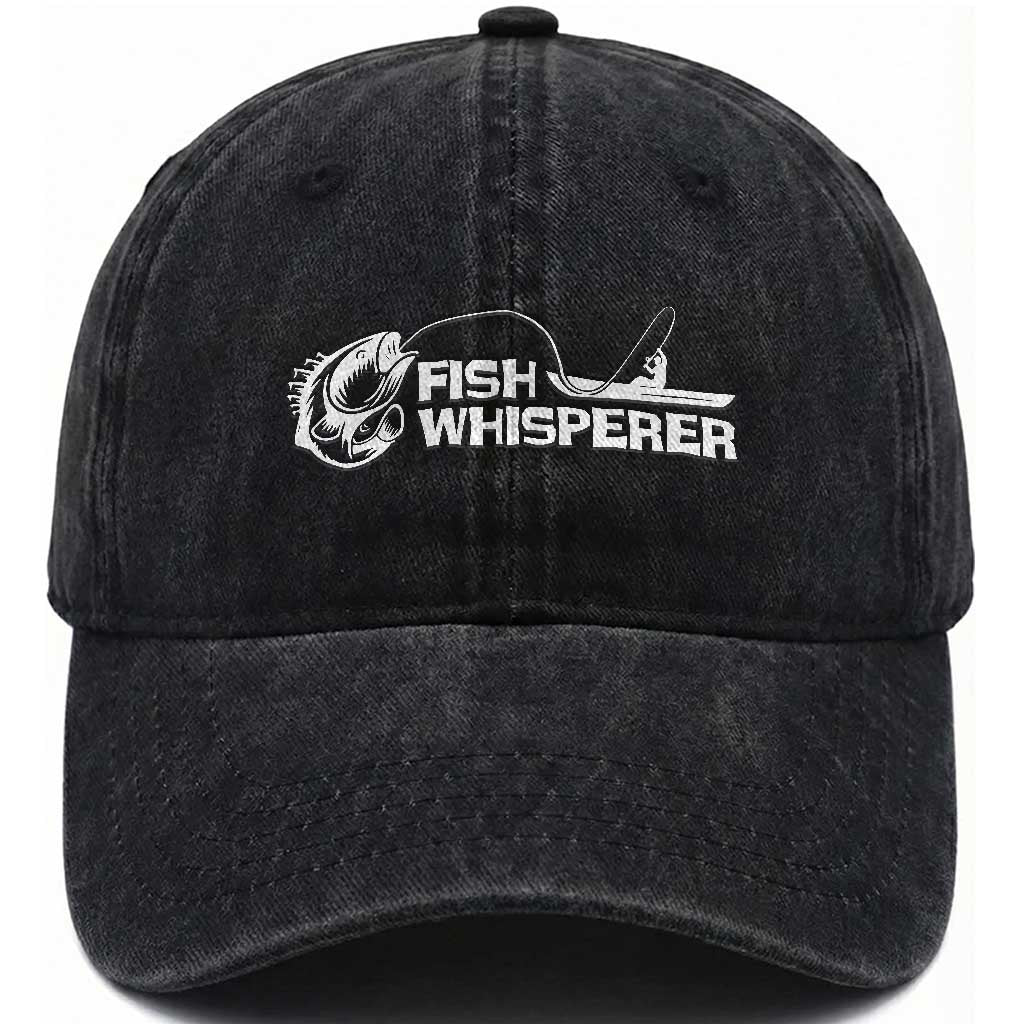 The Fish Whisperer Washed Cotton Baseball Cap Funny Fishing Gift
