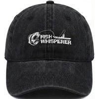 The Fish Whisperer Washed Cotton Baseball Cap Funny Fishing Gift