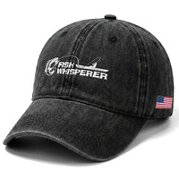 The Fish Whisperer Washed Cotton Baseball Cap Funny Fishing Gift