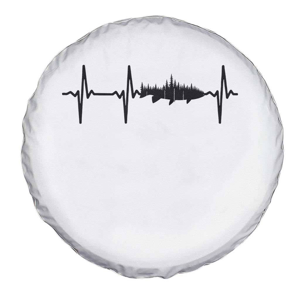 Fish And Forest Fishing Lover Heartbeat Gift Spare Tire Cover - Wonder Print Shop