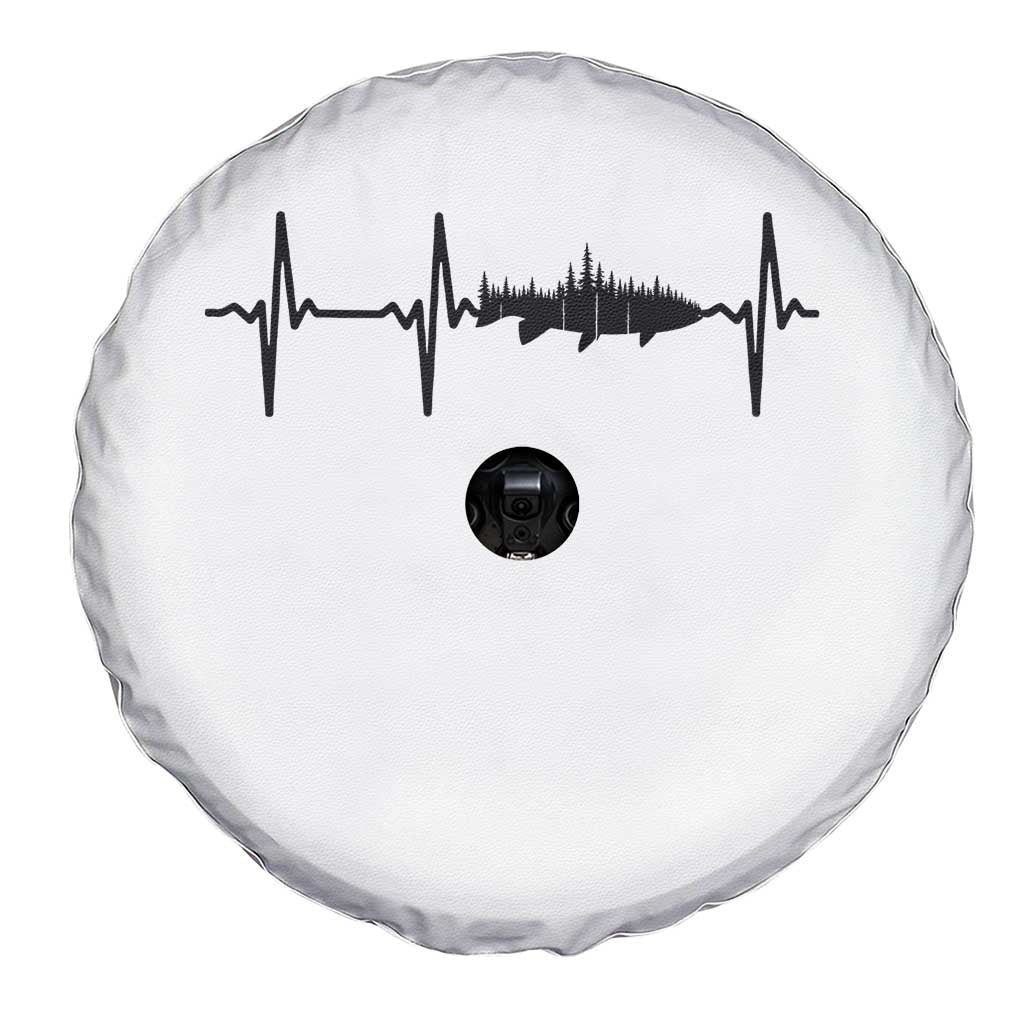 Fish And Forest Fishing Lover Heartbeat Gift Spare Tire Cover - Wonder Print Shop