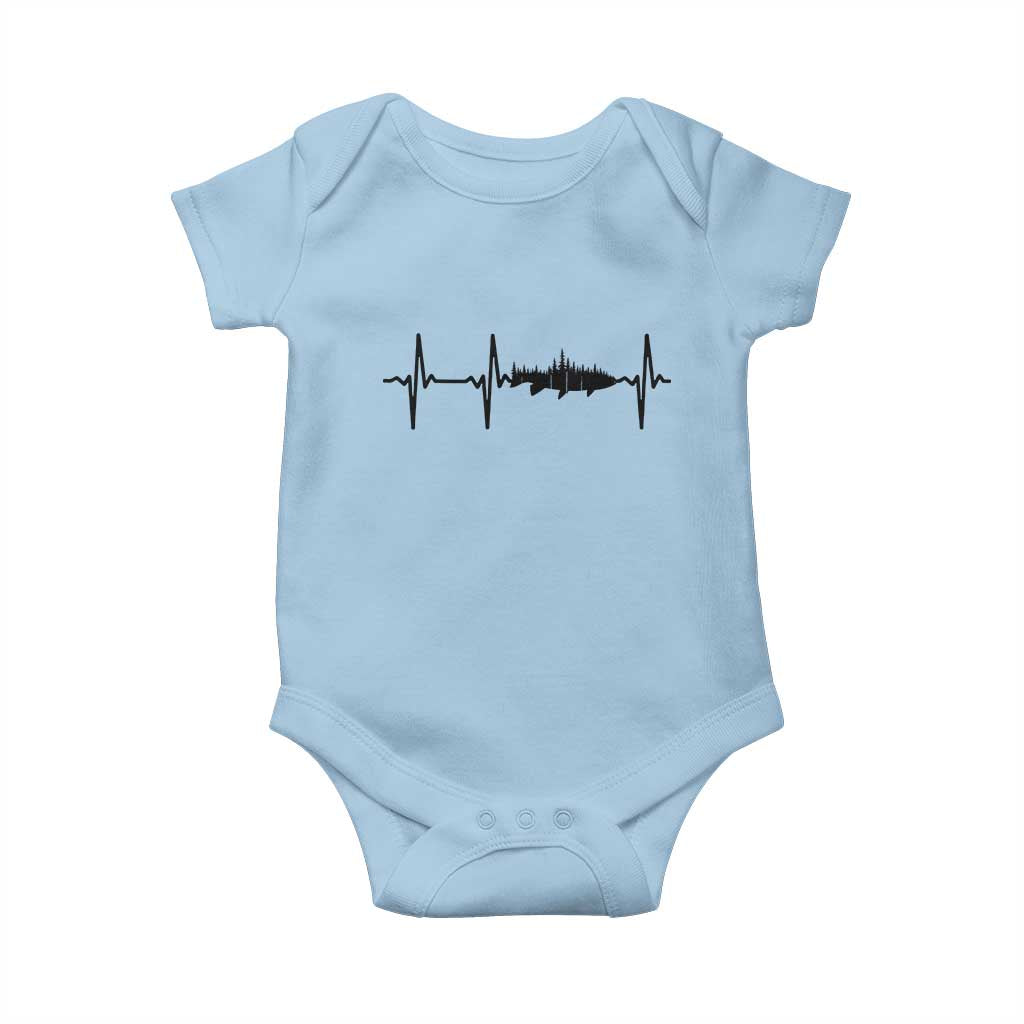 Fish And Forest Fishing Lover Heartbeat Gift Baby Onesie - Wonder Print Shop