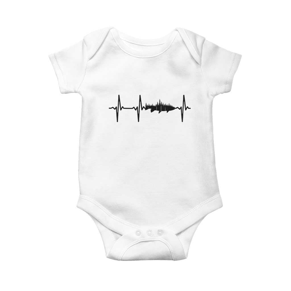 Fish And Forest Fishing Lover Heartbeat Gift Baby Onesie - Wonder Print Shop