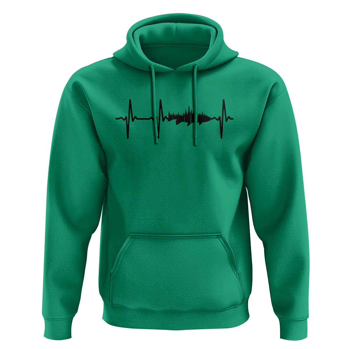 Fish And Forest Fishing Lover Heartbeat Gift Hoodie - Wonder Print Shop