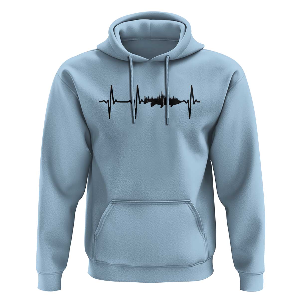 Fish And Forest Fishing Lover Heartbeat Gift Hoodie - Wonder Print Shop