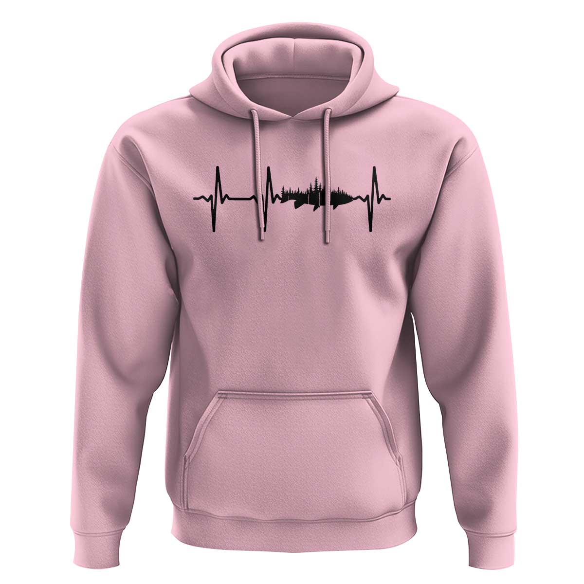 Fish And Forest Fishing Lover Heartbeat Gift Hoodie - Wonder Print Shop