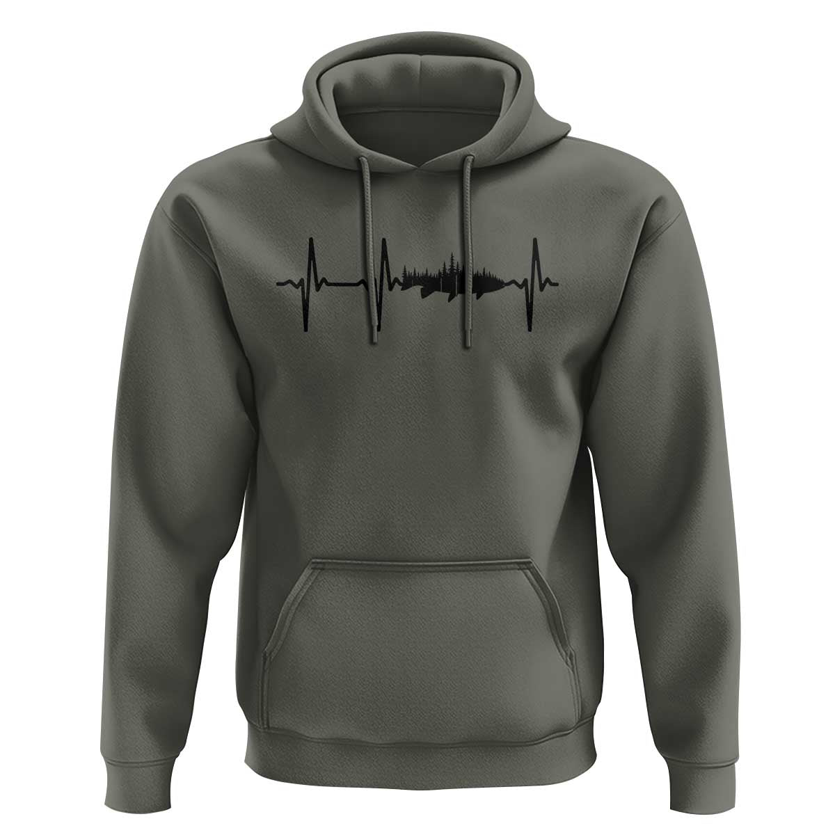 Fish And Forest Fishing Lover Heartbeat Gift Hoodie - Wonder Print Shop