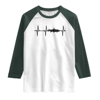 Fish And Forest Fishing Lover Heartbeat Gift Raglan Shirt - Wonder Print Shop