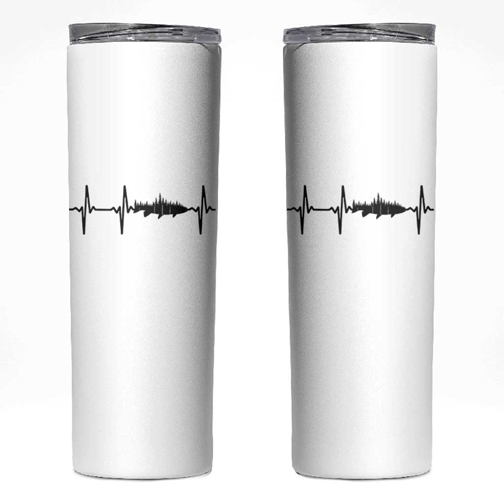 Fish And Forest Fishing Lover Heartbeat Gift Skinny Tumbler