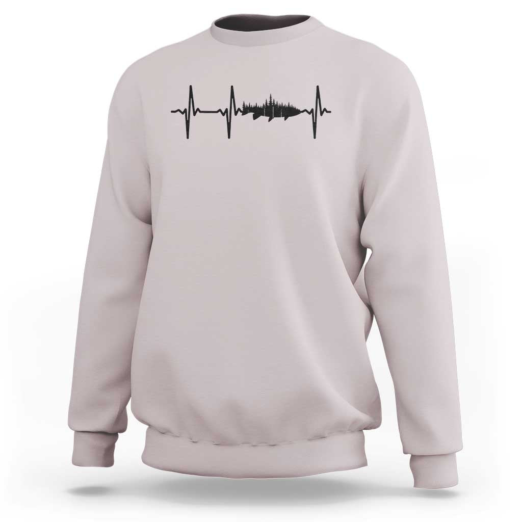 Fish And Forest Fishing Lover Heartbeat Gift Sweatshirt - Wonder Print Shop