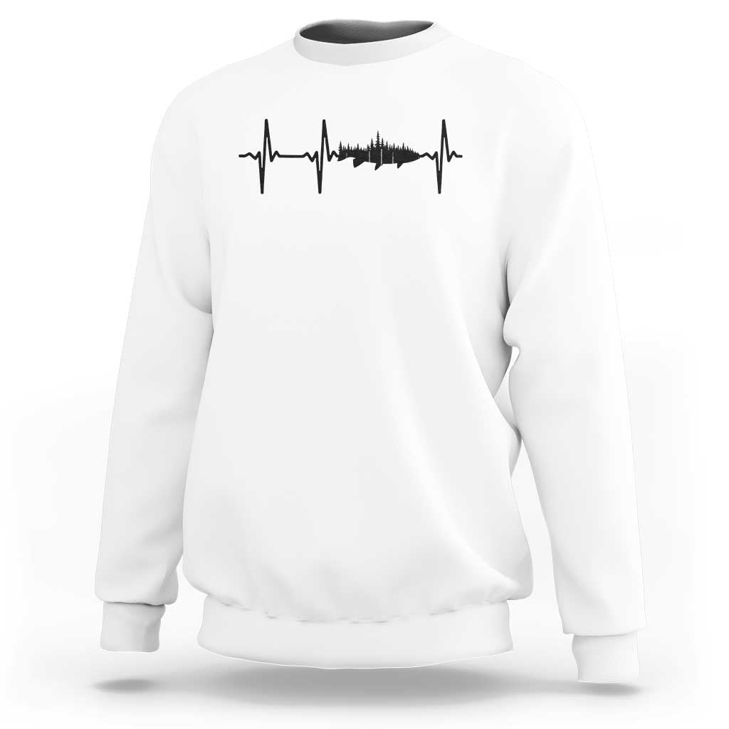 Fish And Forest Fishing Lover Heartbeat Gift Sweatshirt - Wonder Print Shop