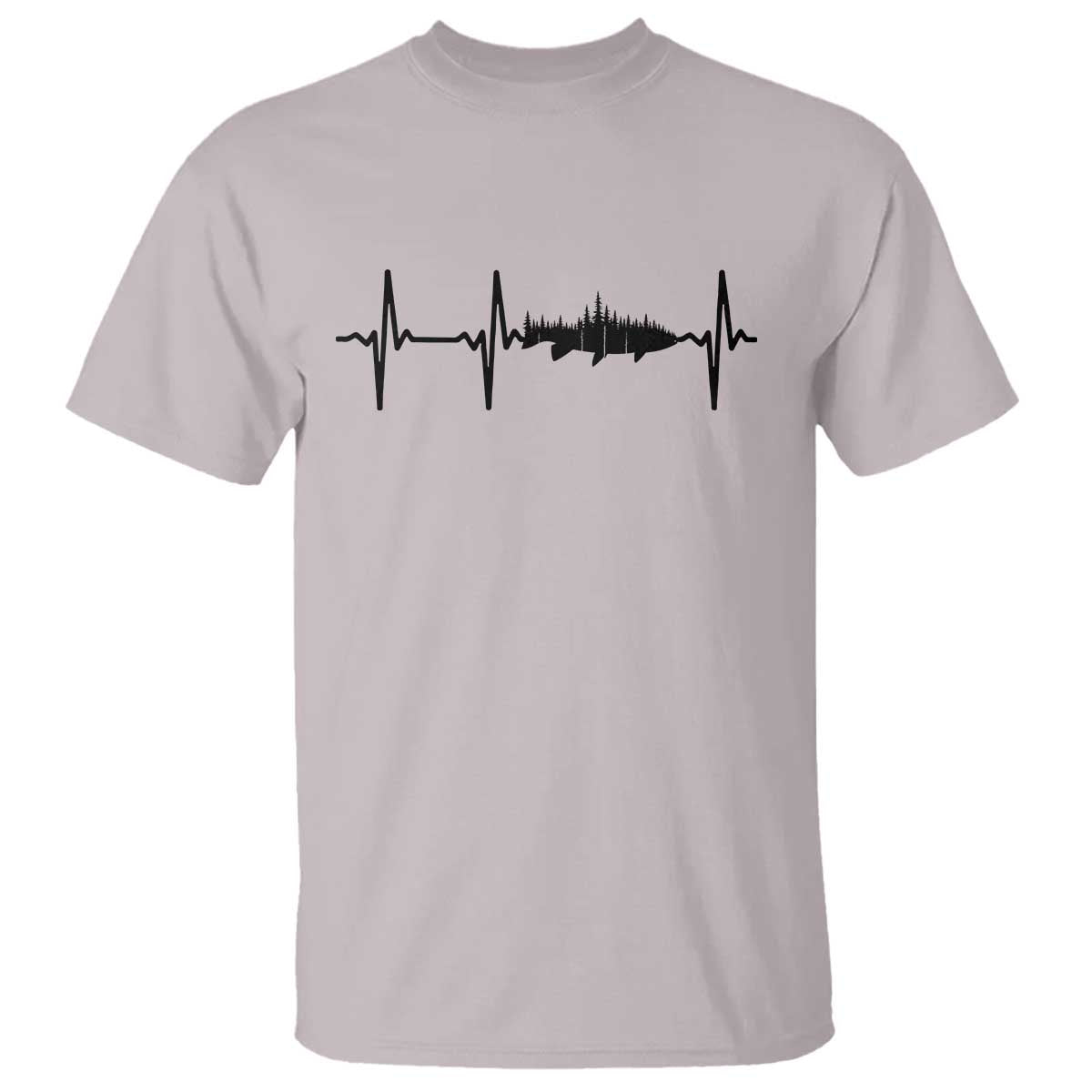 Fish And Forest Fishing Lover Heartbeat Gift T Shirt - Wonder Print Shop