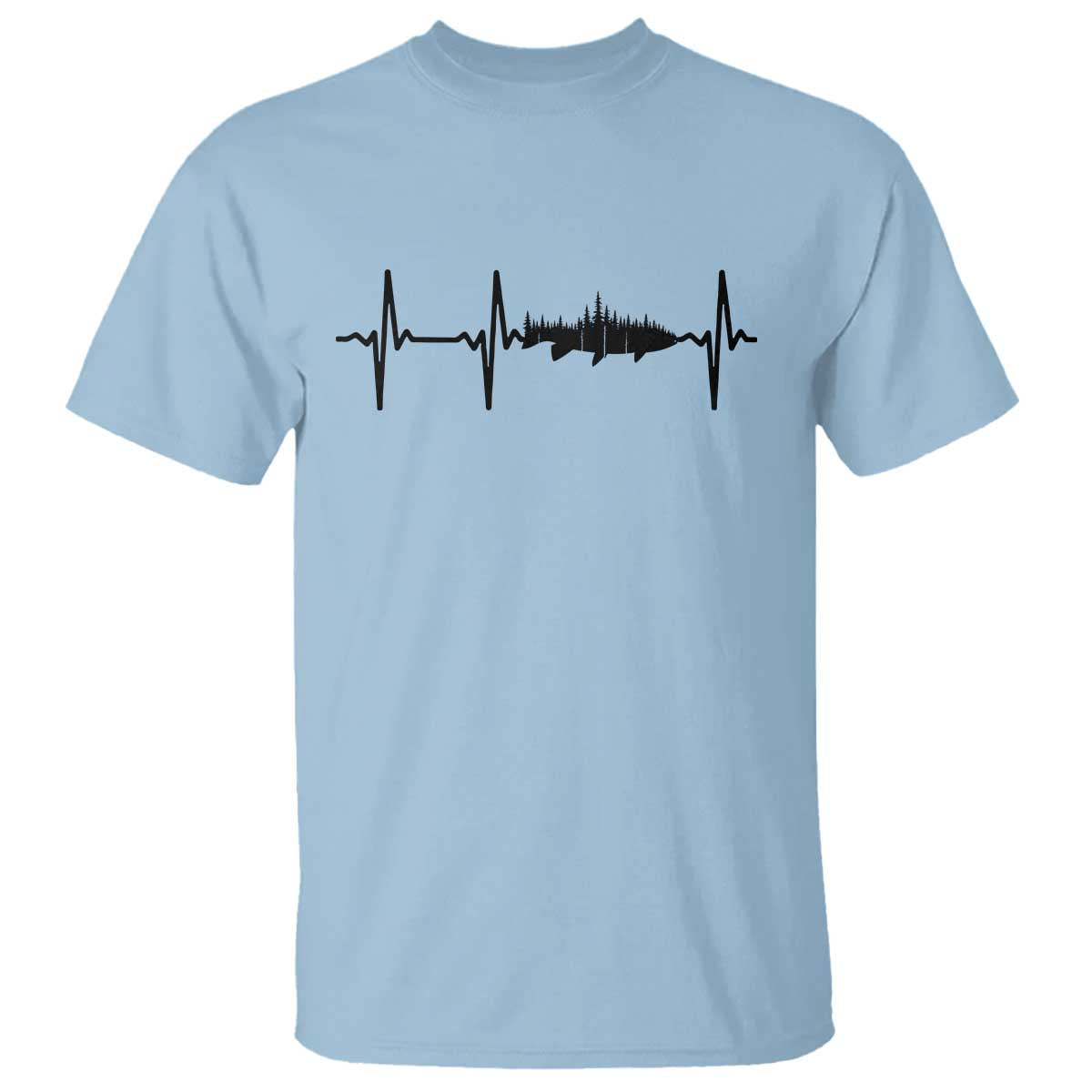 Fish And Forest Fishing Lover Heartbeat Gift T Shirt - Wonder Print Shop