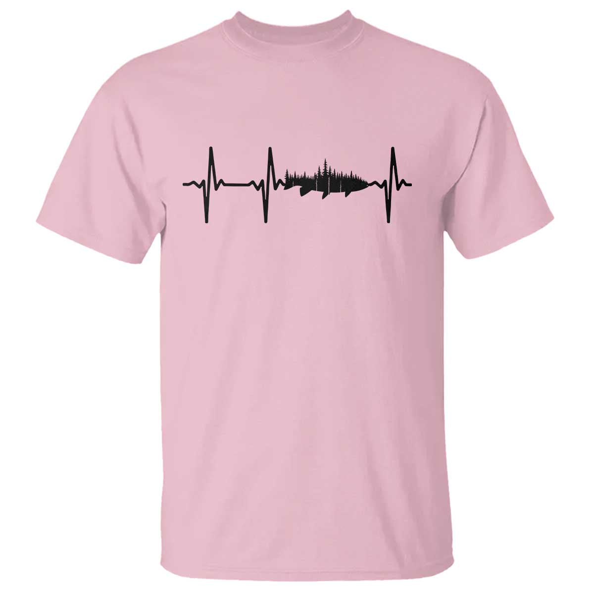 Fish And Forest Fishing Lover Heartbeat Gift T Shirt - Wonder Print Shop