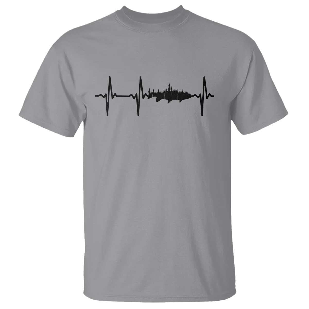 Fish And Forest Fishing Lover Heartbeat Gift T Shirt - Wonder Print Shop