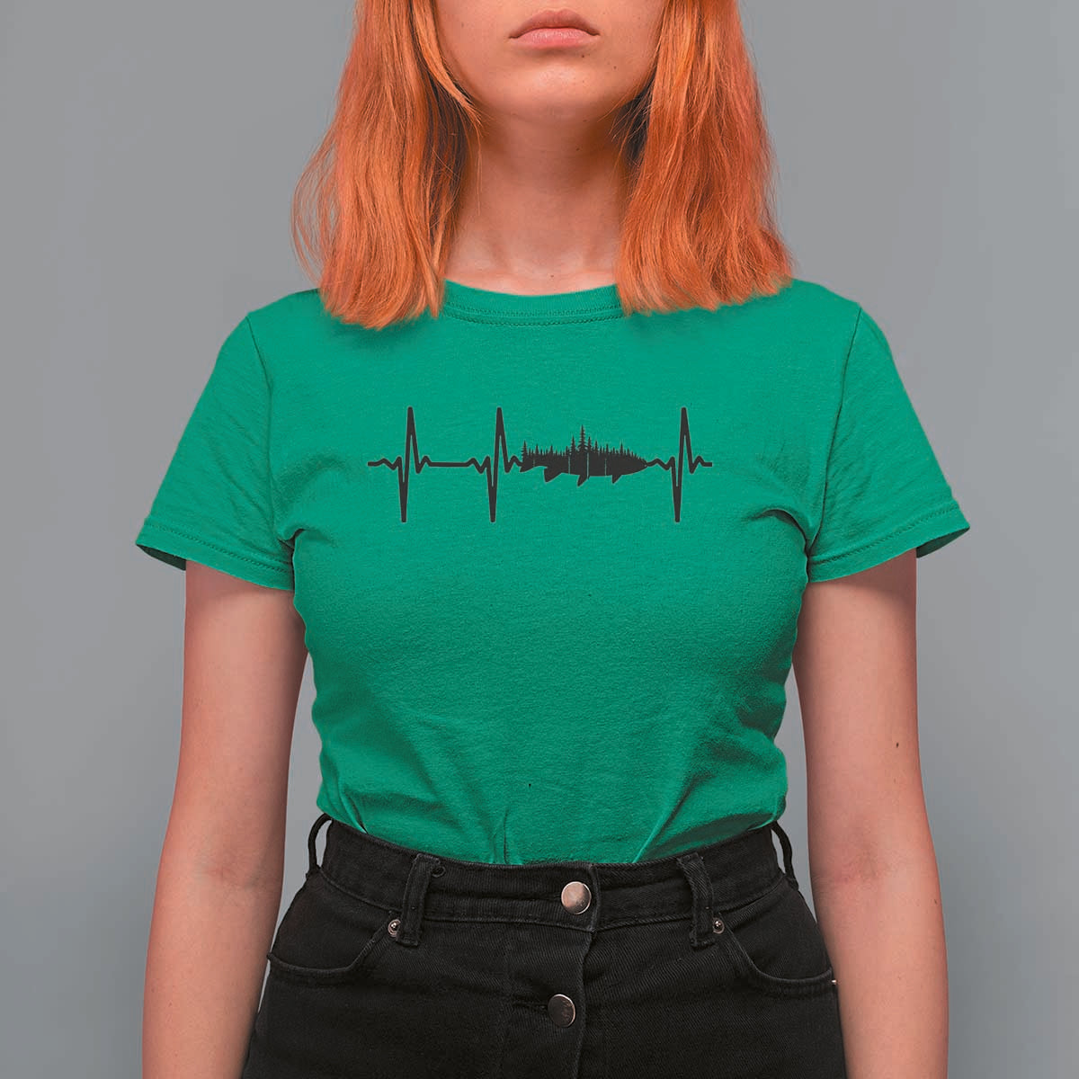 Fish And Forest Fishing Lover Heartbeat Gift T Shirt For Women - Wonder Print Shop