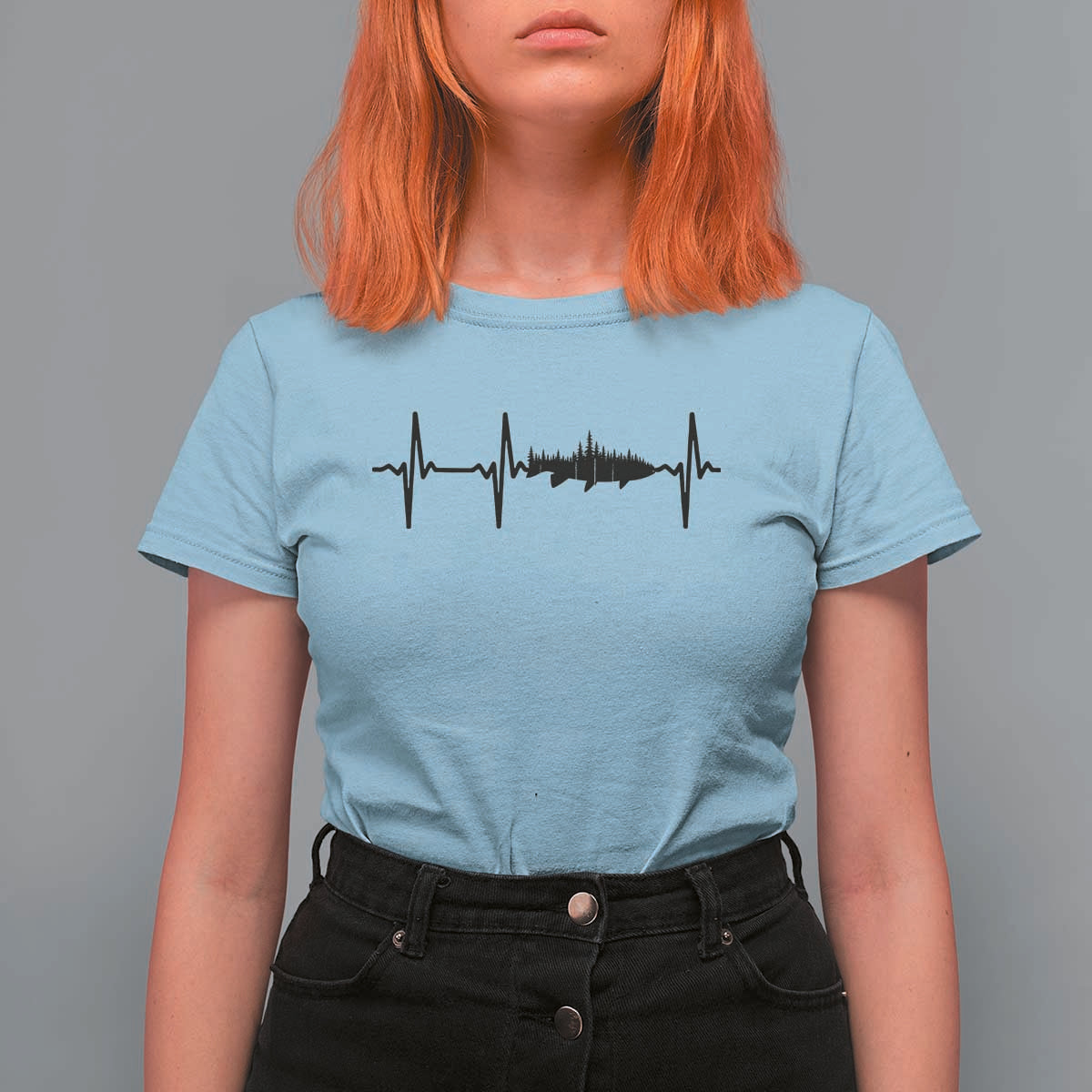 Fish And Forest Fishing Lover Heartbeat Gift T Shirt For Women - Wonder Print Shop