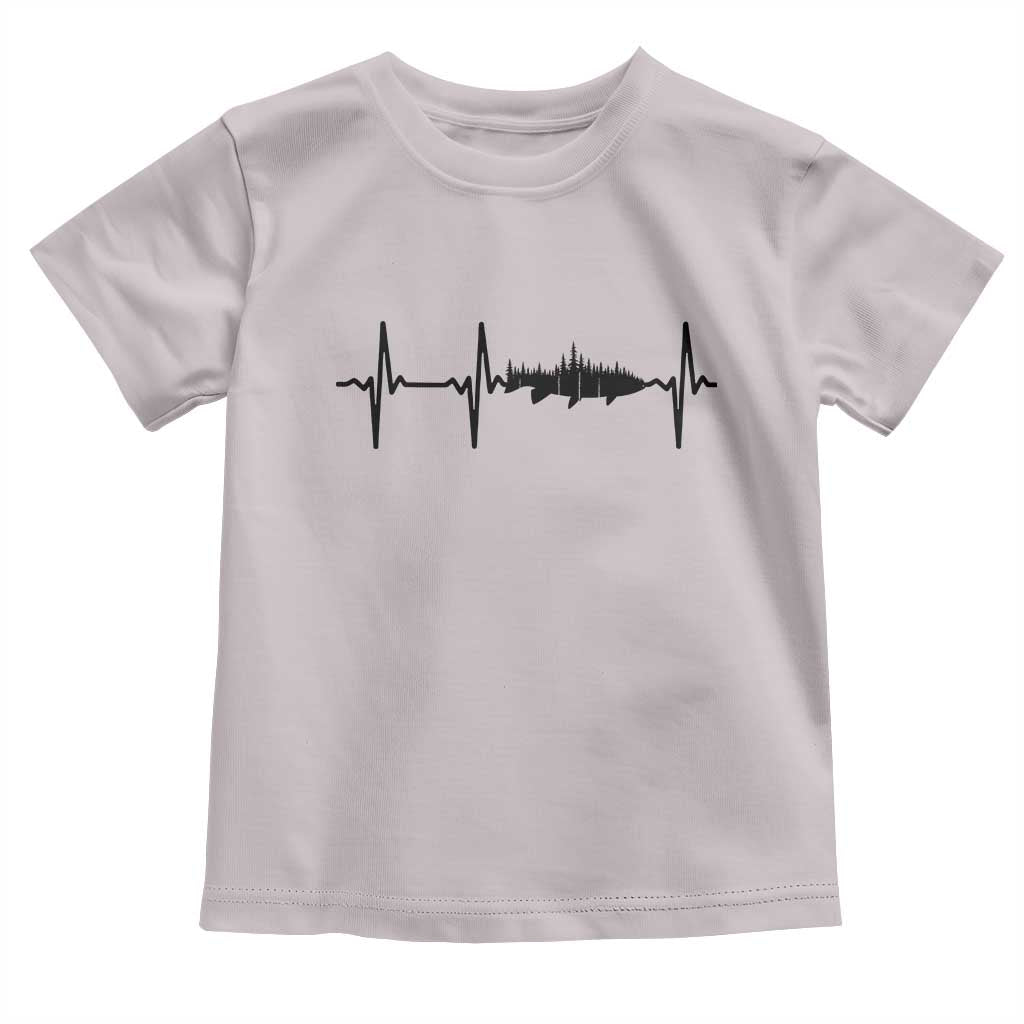 Fish And Forest Fishing Lover Heartbeat Gift Toddler T Shirt - Wonder Print Shop