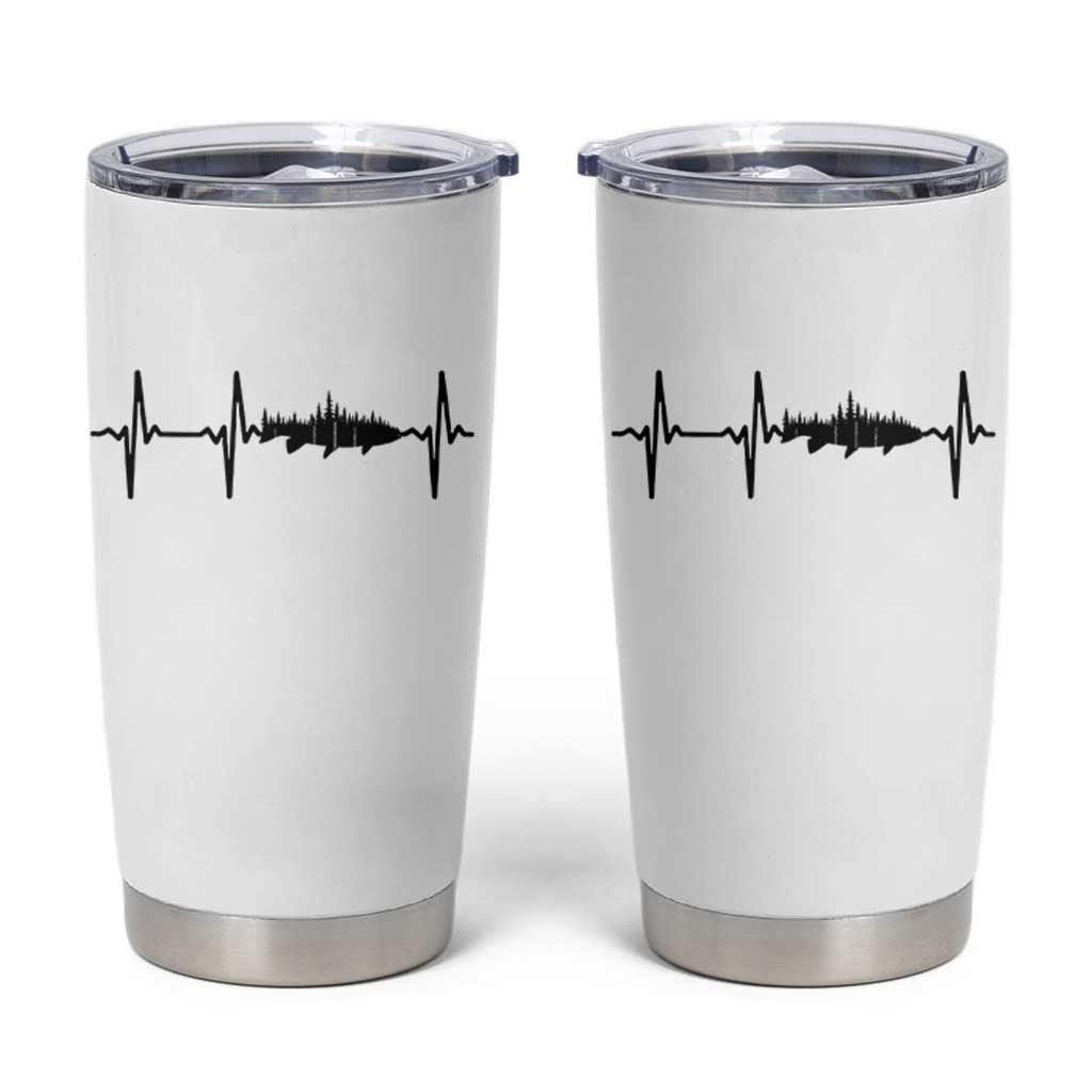 Fish And Forest Fishing Lover Heartbeat Gift Tumbler Cup